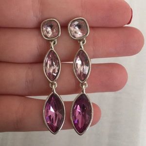 Purple Ombré Dangle Earrings with Post Back